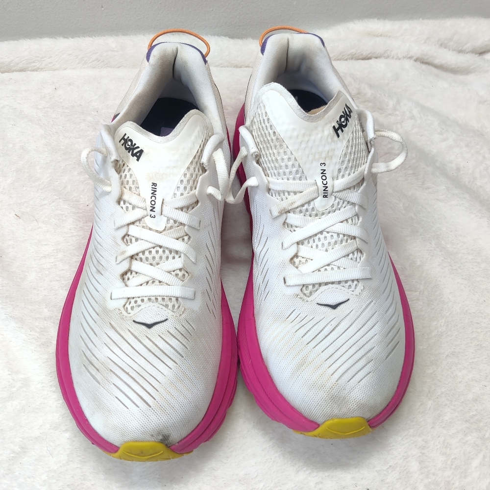 HOKA One Rincon 3 Womens 8.5B White Pink Running Shoes 1119396 - Picture 3 of 13